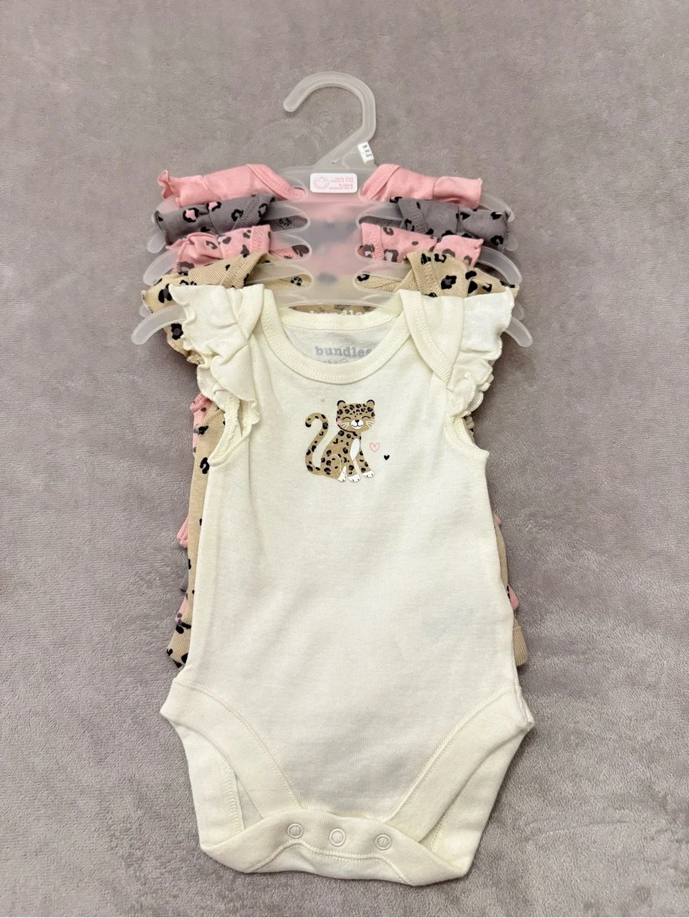 Bundles Baby Place Baby Girl 5 Pack Bodysuits Newborn 7 lbs Leopard Ruffle NWT